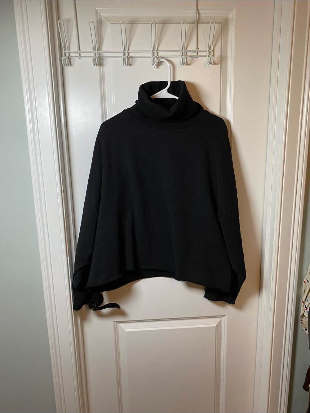 Oak+Fort Cropped Black Turtleneck Oversized Women's Sweatshirt
